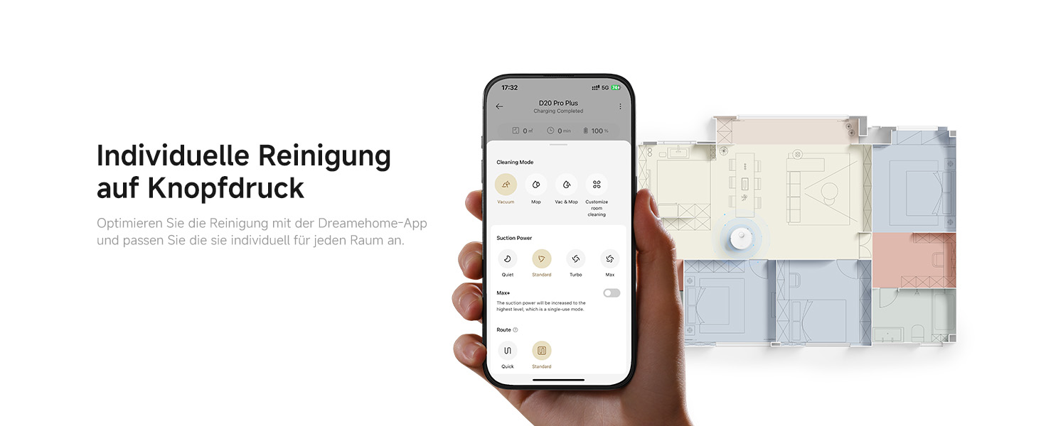 Робот-пилосос Dreame D20 Pro Plus: потужність 13000 Па, DuoBrush для шерсті тварин, очищення кутів, самостійна очистка, уникнення перешкод (LDS-навігація, лазер), суха та волога прибирання, для твердих підлог та килимів, акумулятор 5200 мАг