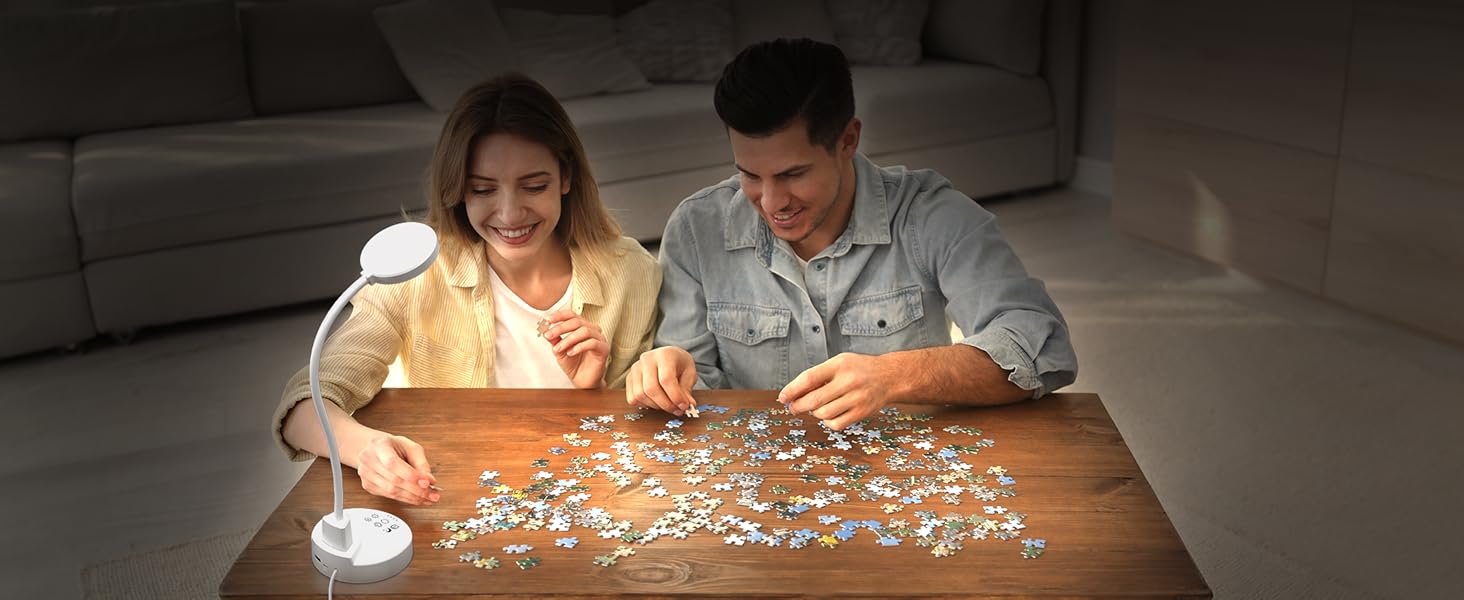 LED настільна лампа 15W з USB-A та USB-C – диммування, 3 колірні температури, 5 рівнів яскравості, таймер, гнусий 360° шийка, захист очей, для офісу та спальні (біла, 12 см)