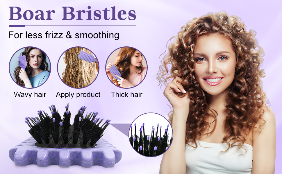Щітка для локонів Lockenbürste: антистатична стилінг-щітка з вентиляцією для мокрого та сухого волосся, ідеальна для кучерявого волосся та створення об'єму (фіолетова)