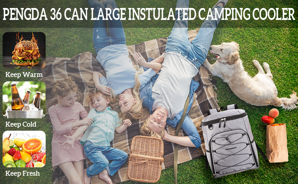 Рюкзак-холодильник PENGDA 25L: ізольований, водонепроникний, для пікніків, кемпінгу, пляжу - чорний