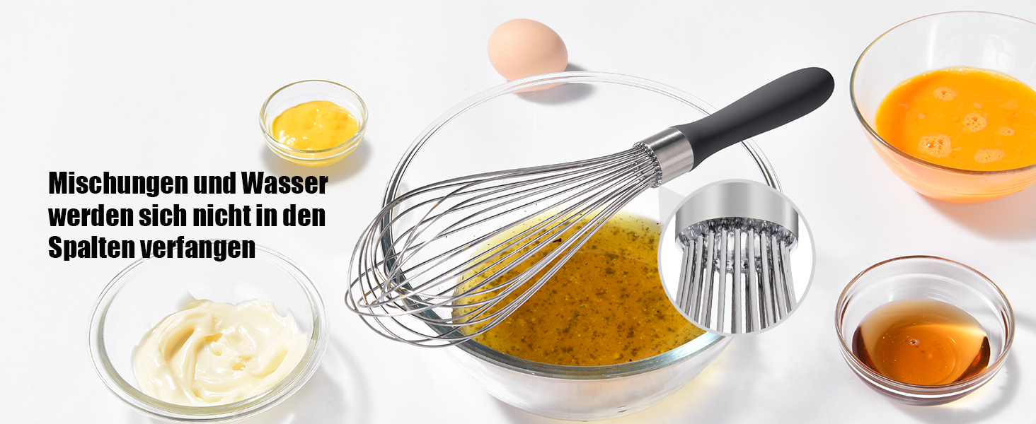 Міксер ручний кухонний Doosu 30см, з нержавіючої сталі 18/8, 12 гнучких дротів, чорний