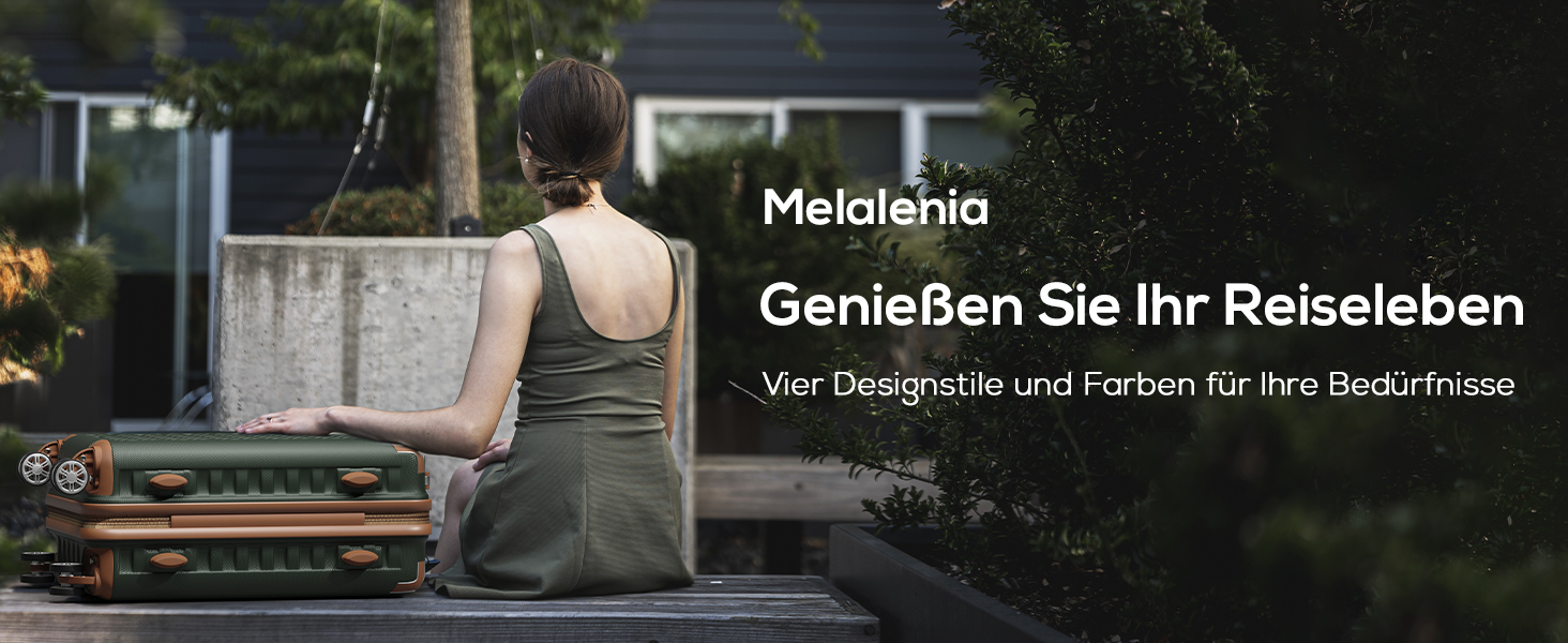 Набір валіз Melalenia 7 предметів з жорстким корпусом, легкий, на 4 колесах з TSA-замком. Включає косметичку, сумку для подорожей та кулькову сумку (зелений, 53см, набір ручної поклажі 4 предмети)