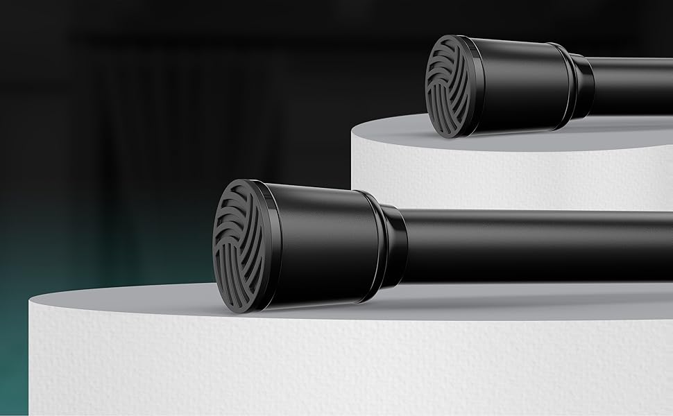 Штанга для штор без свердління 370-420 см, чорна, Ø 32 мм - штанга для кріплення штор, душової кабіни, дверей та шафи