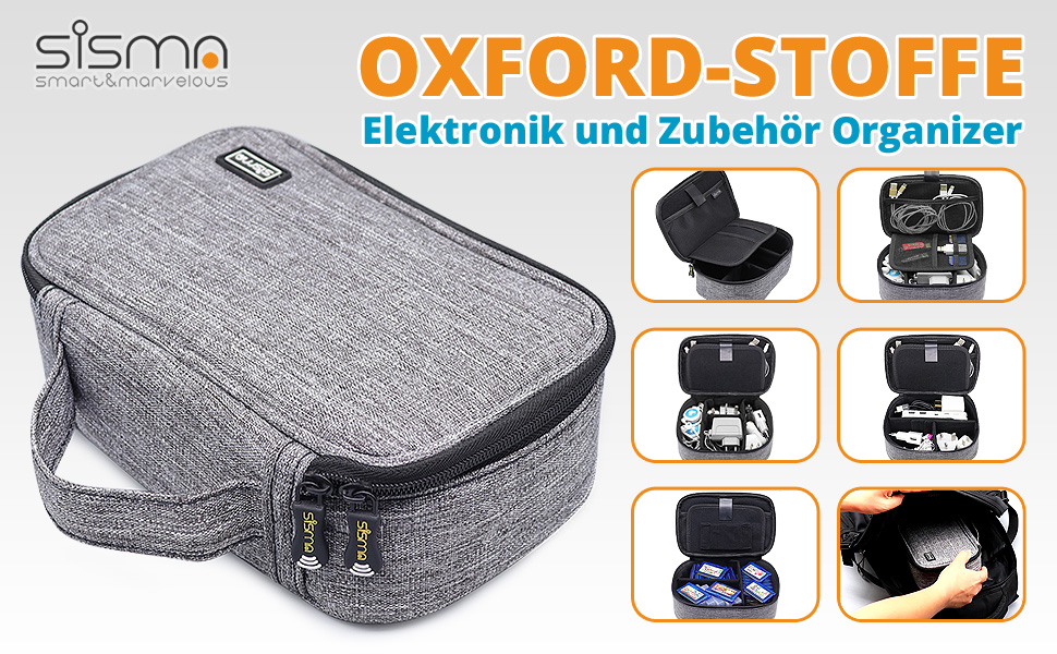 Органайзер для кабелів та аксесуарів Sisma - універсальна сумка-чохол (сірий)