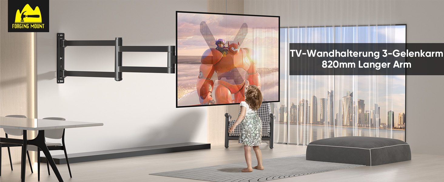 Кронштейн для телевізора FORGING MOUNT поворотний 26-65 дюймів, VESA 400x400, до 35 кг, подовжений