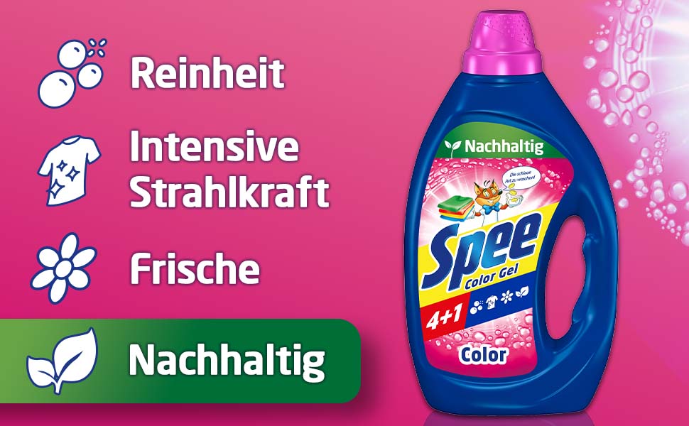 Рідкий пральний засіб Spee Aktiv Gel Color 4+1 для кольорових речей, 2.25 л (набір 2 шт, 100 прань), 20-60°C