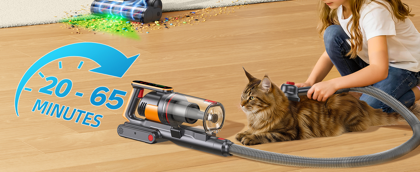 Бездротовий акумуляторний пилосос Fieety 600W з турбощіткою для тварин, 65 хвилин роботи, 8-шарова фільтрація та ароматерапією, для дому, авто та твердих поверхонь