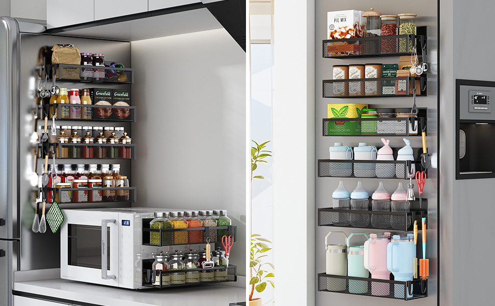 Магнітна полиця для холодильника з 8 гачками, органайзер для кухні (6 шт.)