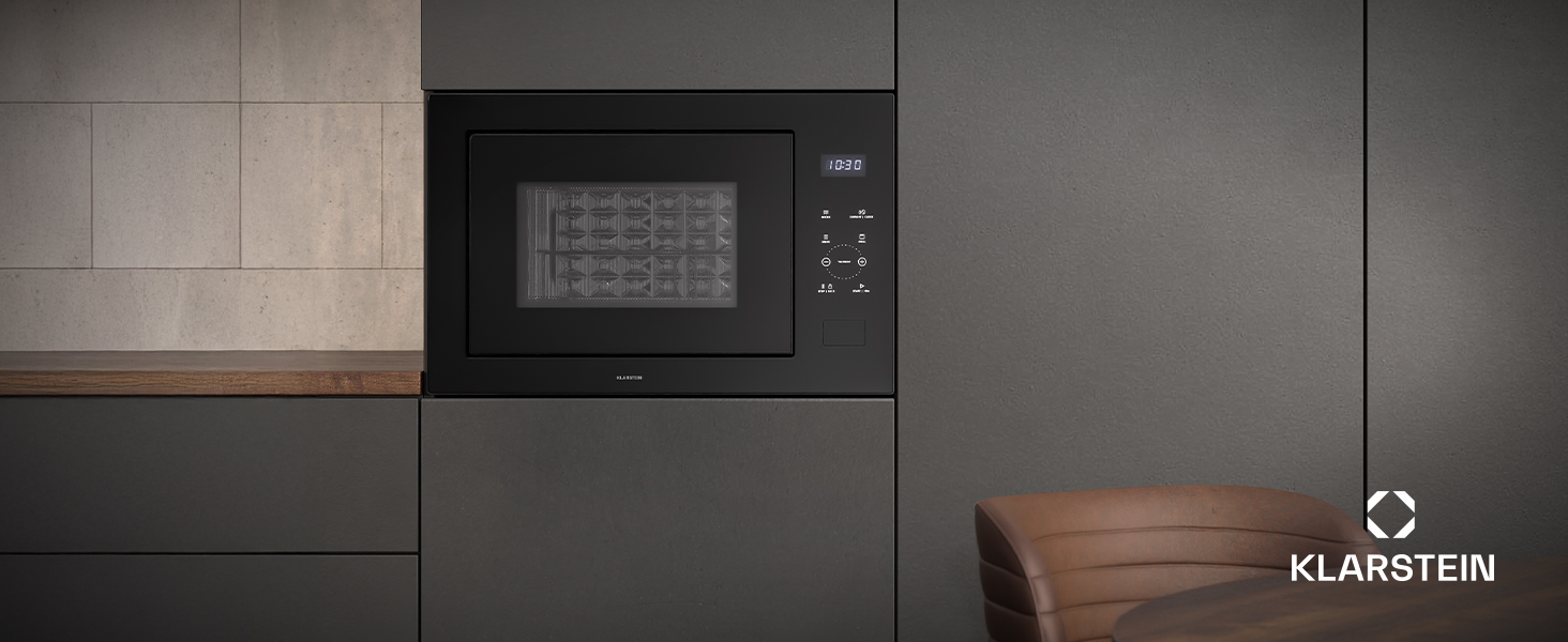 Вбудована мікрохвильова піч Klarstein Velaire 60 см з грилем – 25L, 850W, 8 програм, сенсорне керування, нержавіюча сталь, таймер, білий (чорний)