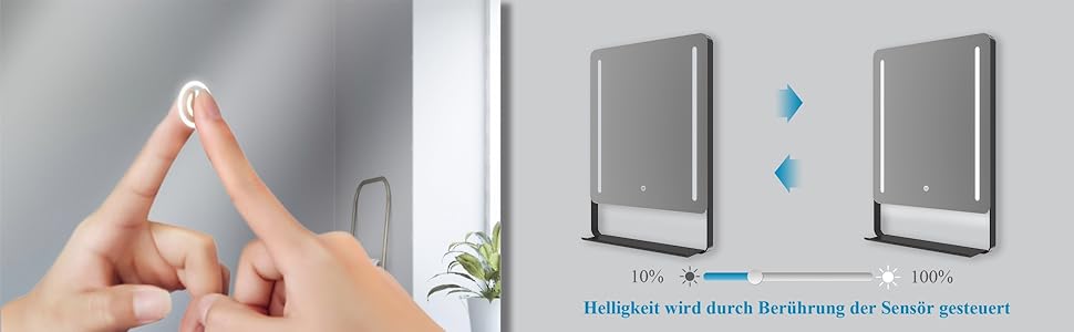 Дзеркало для ванної кімнати AQUABATOS з підсвічуванням 100x70 см LED з антизапарюванням, сенсорним вимикачем, 3 кольорами світла та регулюванням яскравості