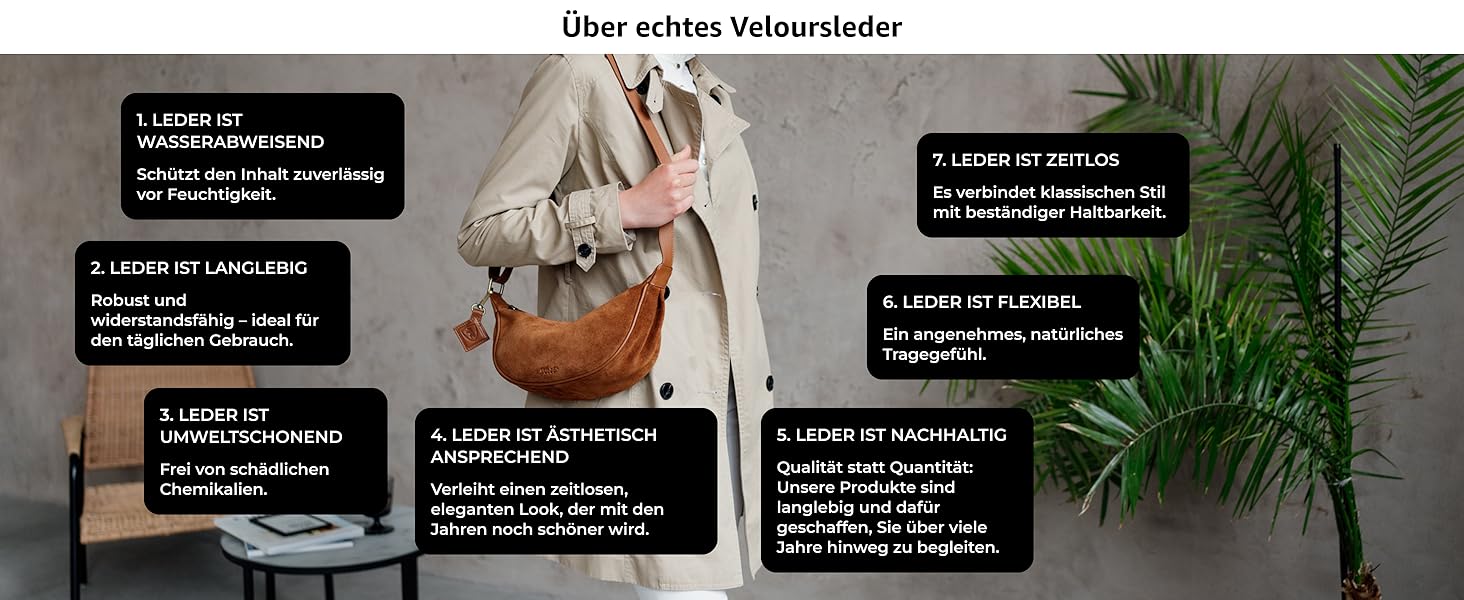 Сумка через плече Berliner Bags Luna, шкіряна жіноча напівмісяць, коричнева замша