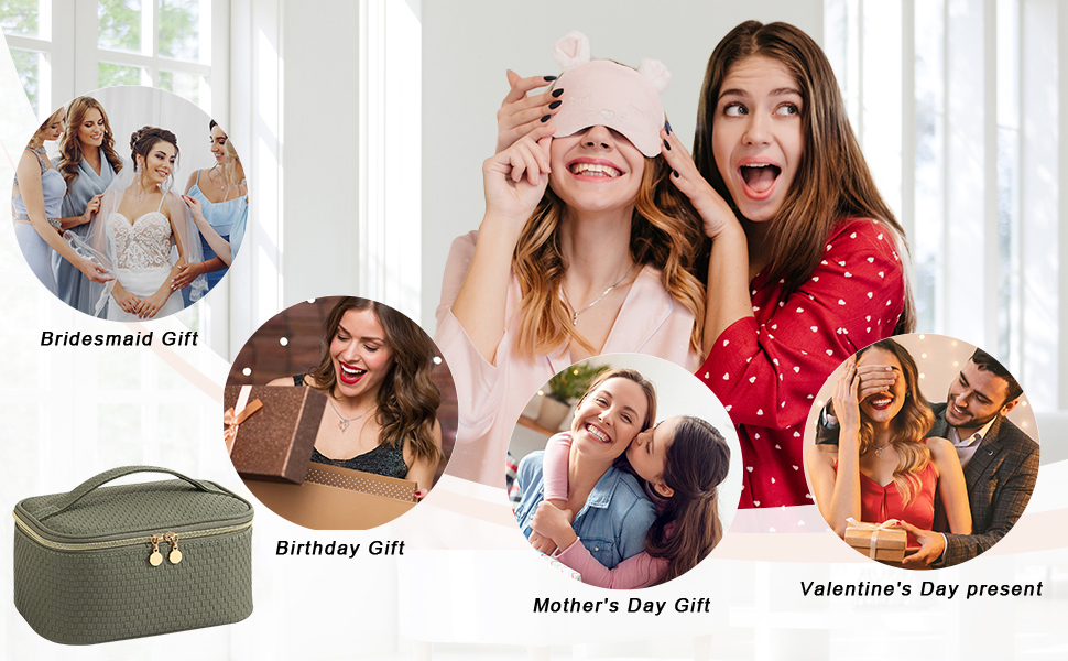 Жіноча косметичка для подорожей, водонепроникна, з відділенням для пензлів, з PU шкіри, велика, зелена (матічас)