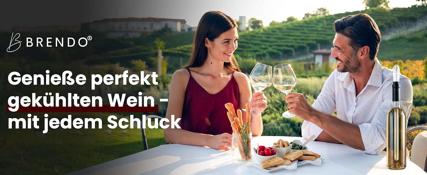 Охолоджувач для пляшок та шампанського Brendo Weinkühler з нержавіючої сталі (набір 2 шт.) | Охолоджувач для вина, шампанського, білого вина | Подарунковий набір для чоловіків та жінок