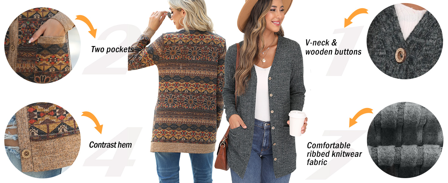 Жіночий в'язаний кардиган Grecerelle з довгими рукавами, сірий, з кишенями та V-подібним вирізом, XL