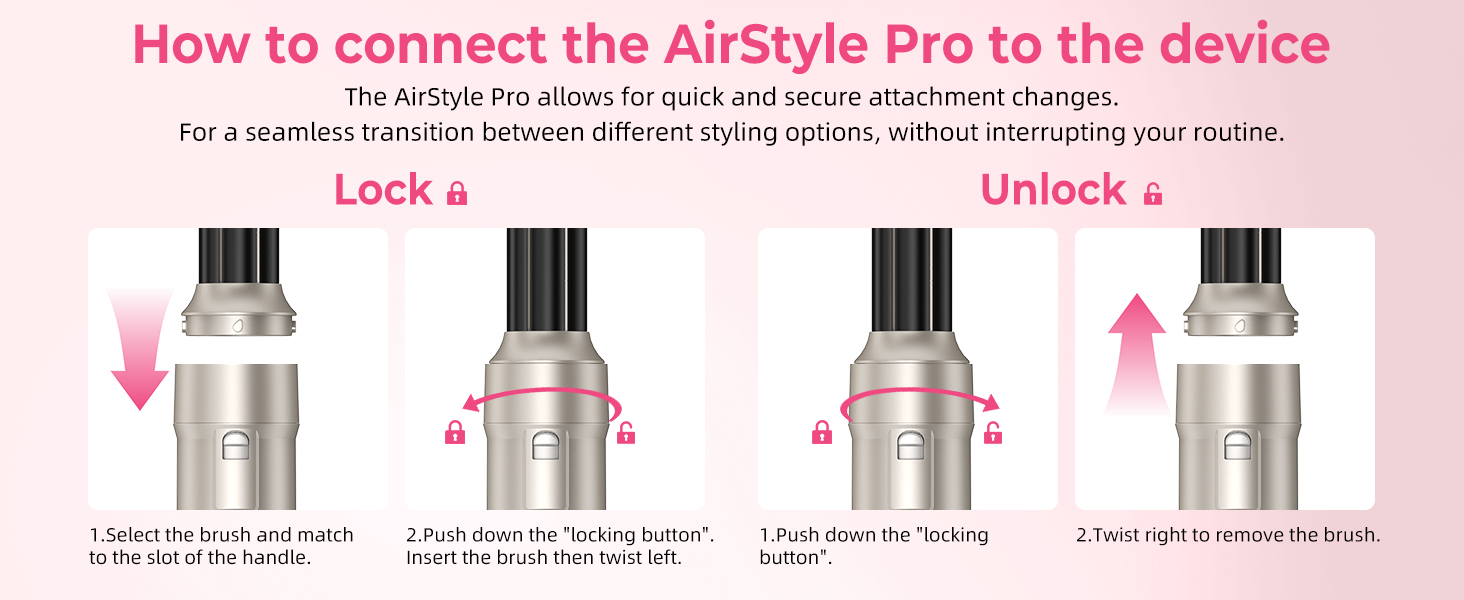 Набір для укладки волосся Atopskins 6 в 1: фен-щітка, плойка, круглі щітки, 1000W, рожевий (крем-золотий)