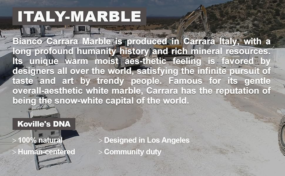 Італійська мильниця з мармуру Koville - підставка для мила з каменю для душу та кухонної раковини - елегантна мильниця з отвором для стоку (Bianco Carrara)