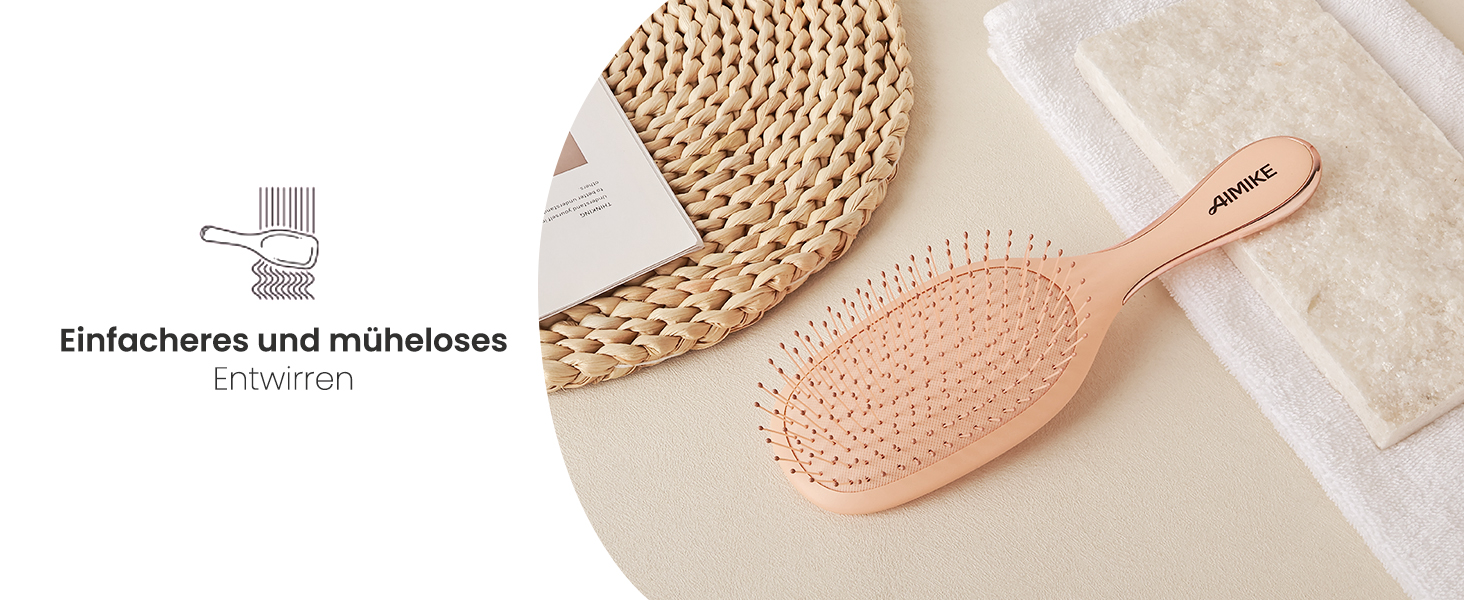 AIMIKE Rose Luxe Щітка для розчісування волосся без болю, з вентиляцією та ультрам'якими гнучкими щетинками FlexGlide, легко видаляє ковтуни, для мокрого та сухого волосся, для жінок, дівчаток та дітей (Рожева, з повітряною подушкою)