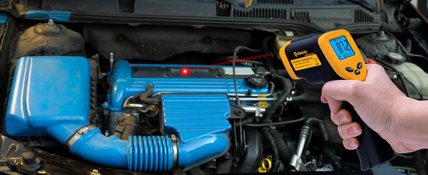 Інфрачервоний термометр Etekcity -50°C до +450°C (лазерний, цифровий) для кухні, піци, гриля, випічки. Не для вимірювання температури тіла. Жовто-чорний