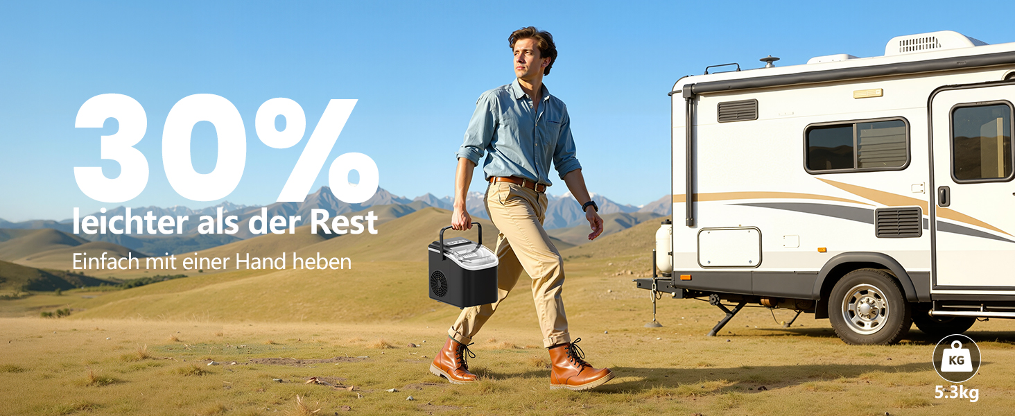 Машина для приготування льоду Eiswürfelmaschine Klein: портативна, 12 кг/24 год, 8 кубиків за 6 хв, 2 розміри, самоочищення для дому, кухні, кемпінгу, вечірки, RV