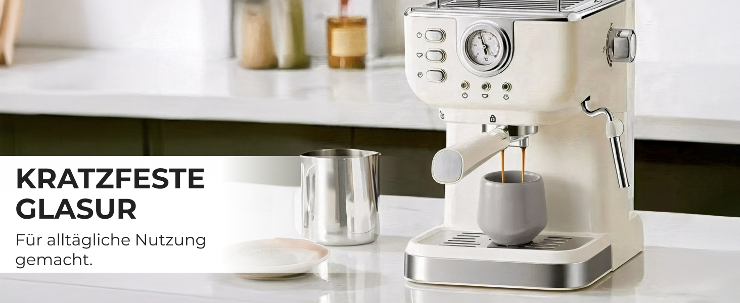 Набір чашок для еспресо Miamio 4 шт (90 мл) з кераміки без ручки, товстостінні, класичний пастельний колір, Luxe Collection