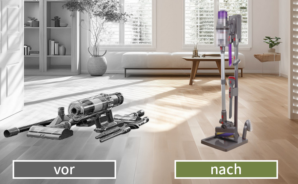 Підставка для пилососа Dyson V15, V12, V11, V10, V8, V7 – стабільна підставка з алюмінію, без свердління, сірий колір