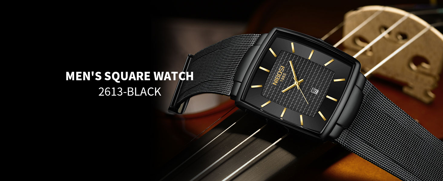 Годинник чоловічий NIBOSI 2613-чорне золото: стильні кварцові годинники з датою та міцним сталевим браслетом