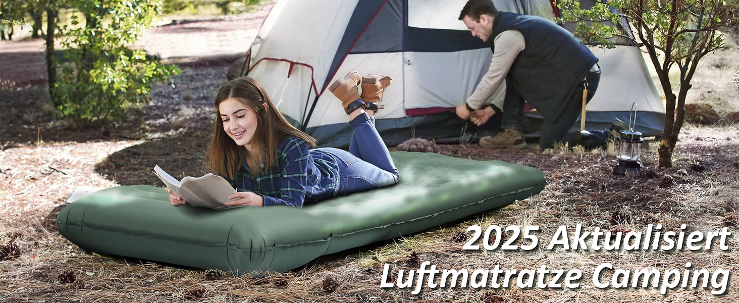 Каремат самонадувний Camping 2025, 12 см, з помпою та подушкою, міцний, ультралегкий для туризму, пляжу