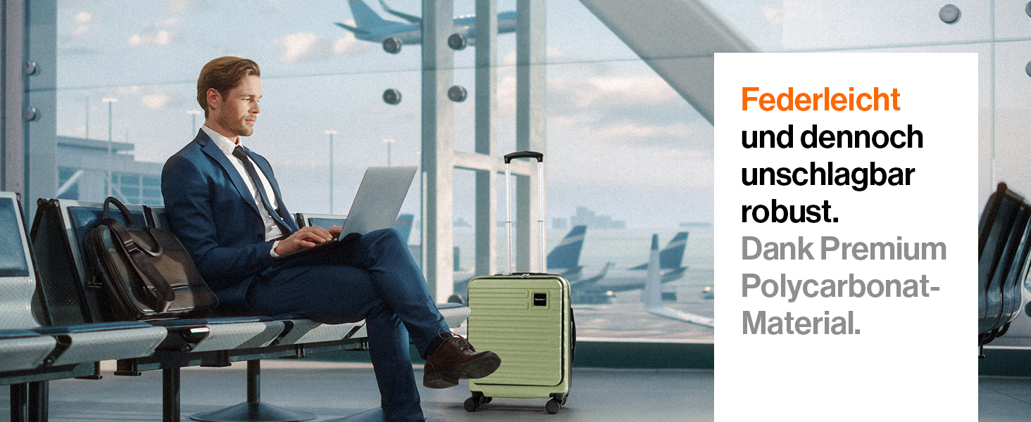 Чемодан Travely з полікарбонату, 77 см, XL, 100 л - міцний валіза з TSA замком та відділенням для ноутбука (55x40x23 см), колір: Небесно-зелений