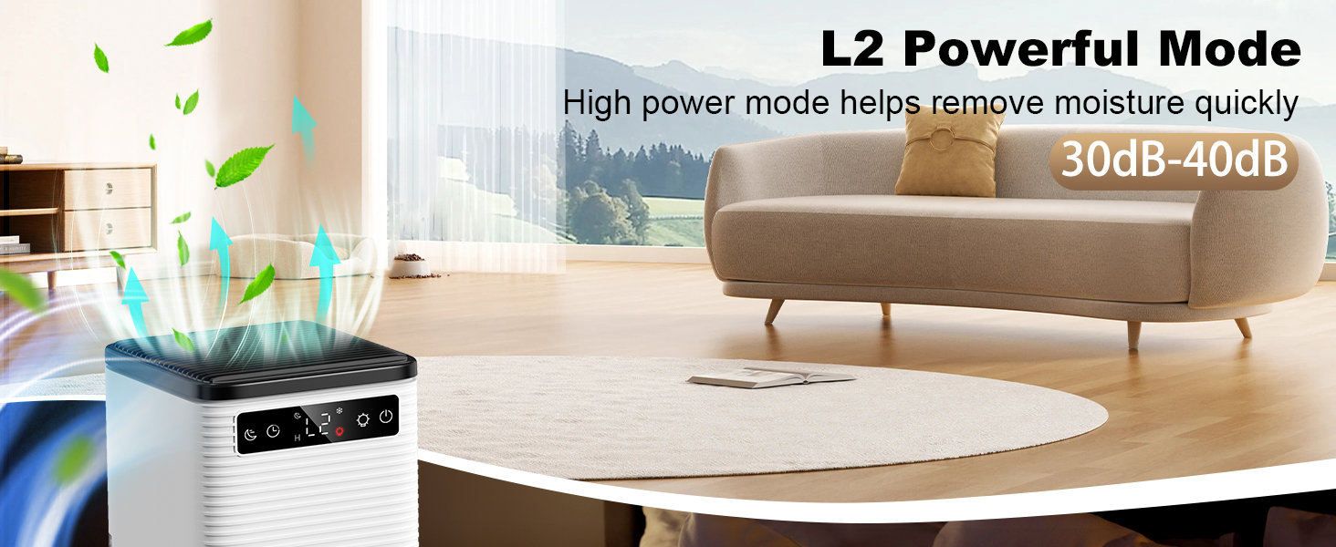 Електричний осушувач повітря 2500 мл з таймером та LED-підсвічуванням для дому