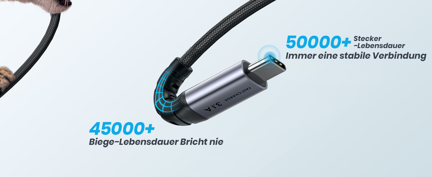 Кабель USB-C на USB-C, 3.1A, 2м, нейлон, чорний - для iPhone, Samsung, Google Pixel