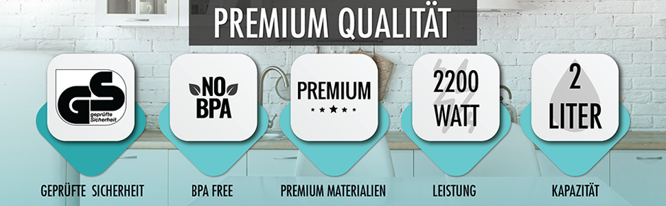 Електричний чайник AMARA з регулюванням температури, 2200 Вт, 2 л, тихий, 50-100°C, EASY-FILL, LED-індикатор температури