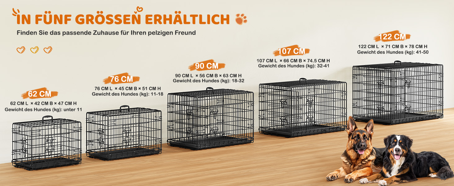 Клітка для собак Yaheetech 90x56x63 см, розкладний вольєр з перегородкою, 2 двері, висувна піддон, чорна, для дому та транспортування