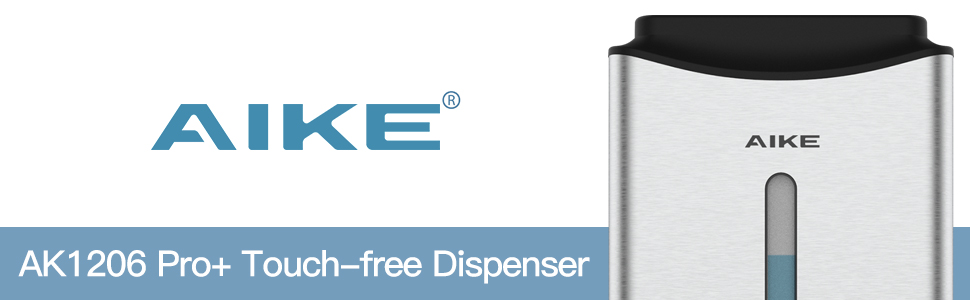 AIKE Automatic Stainless Steel Soap Dispenser - 1100ml Commercial Wall Mounted Soap Dispenser with Window, AK1206 Brushed Stainless Steel