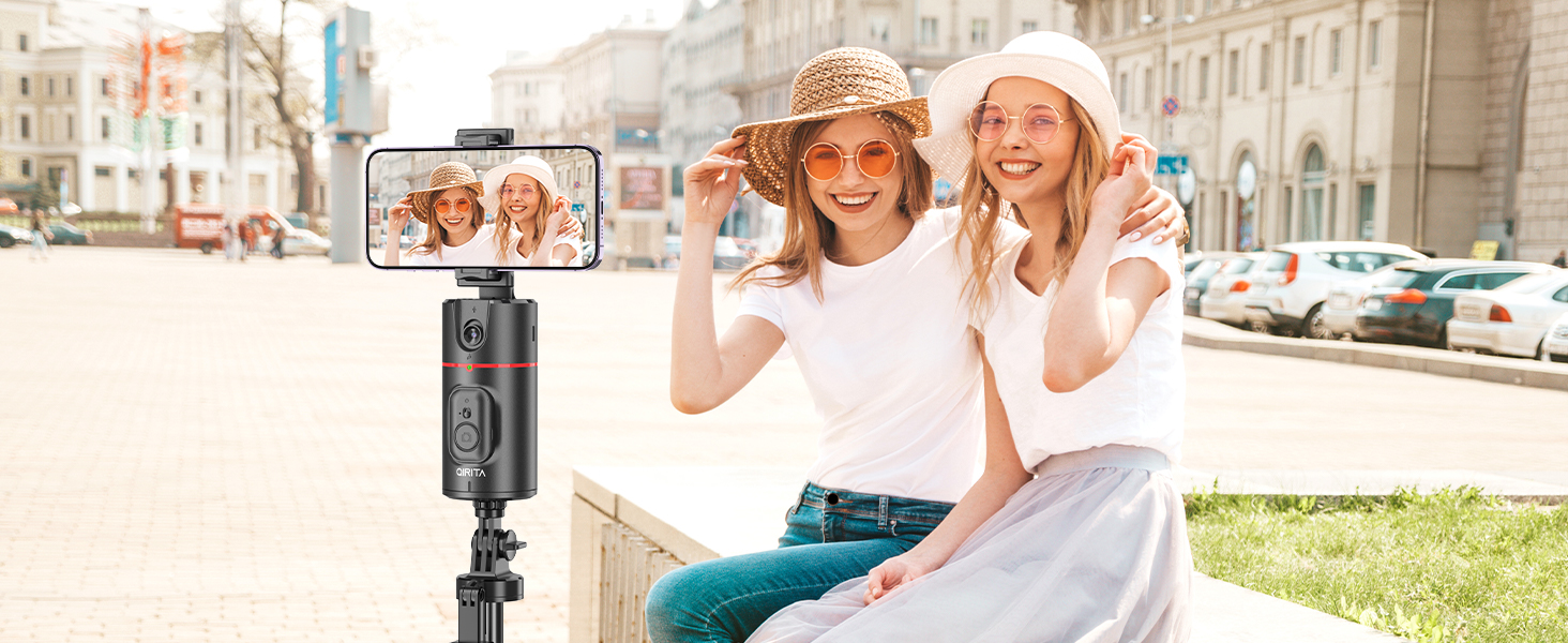 Автоматичне штатив для розпізнавання облич, без додатків, розумна підставка для телефону з пультом дистанційного керування, обертається на 360°, тримач для камери/смартфона, штатив для Vlogs/TikTok (Чорний з магнітом)