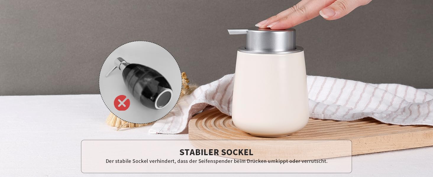 Дозатор для миючого засобу BosilunLife, 350 мл, наповнюваний, велика кнопка, стильний, неслизький, BPA-free для кухні та ванної кімнати