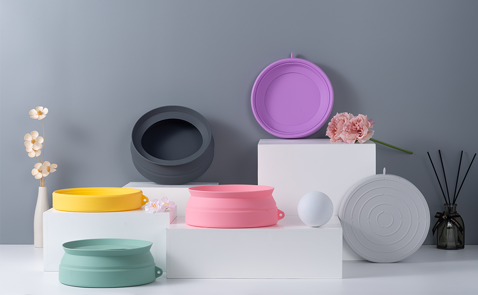 Складаний миска для води для собак SLSON, витокозахисний, портативний, для подорожей на авто, персиково-рожевий (жовтий)