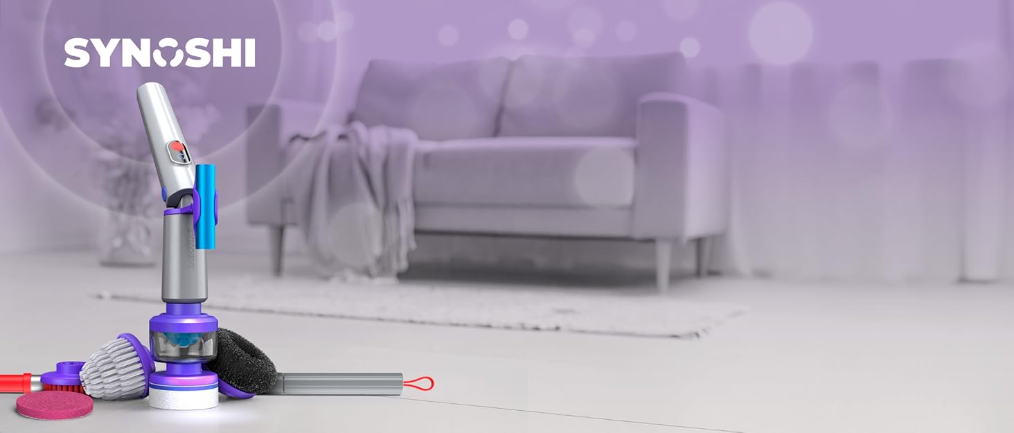 Електрична щітка для прибирання SYNOSHI PRO – бездротова, перезаряджувана. Спін-скреббер для ванної, плитки та кухні з регульованою ручкою