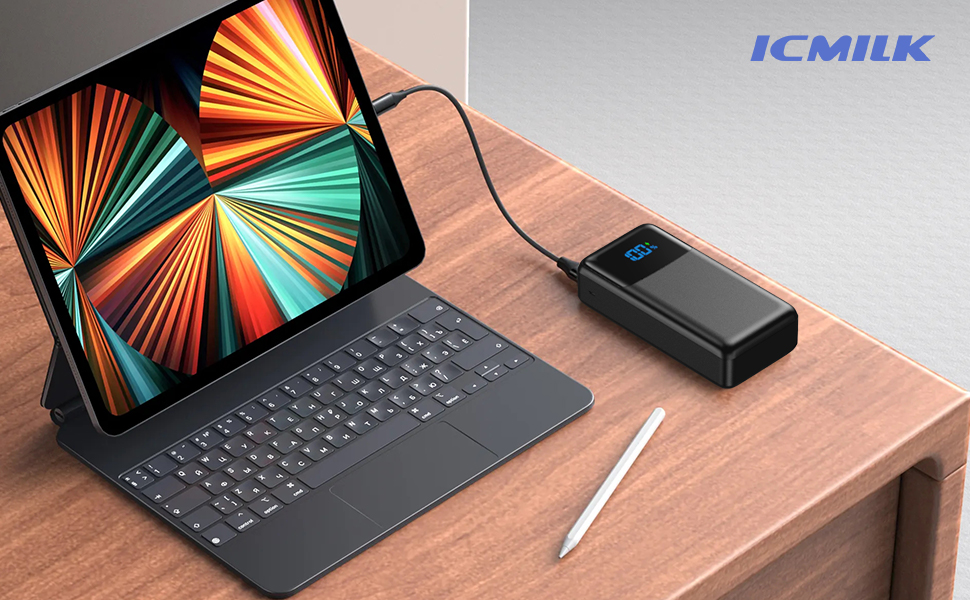 Power Bank 60000mAh з LED дисплеєм, 22.5W швидка зарядка, 4 виходи USB-C, чорний