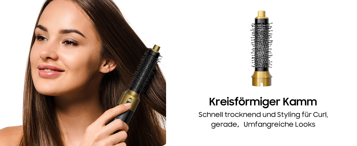 Набір для укладки волосся Airstyler 5 в 1: фен-щітка, термощітка, плойка, для створення об'єму, локонів, випрямлення, чорний