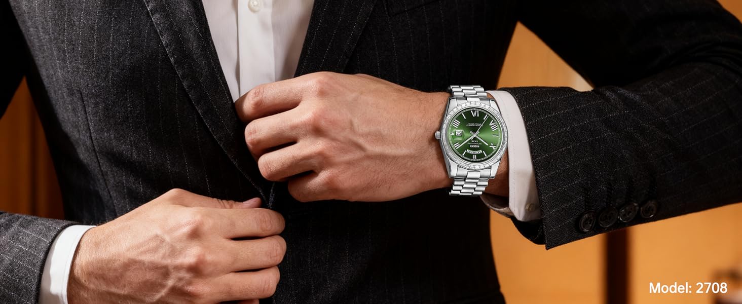 Годинник NIBOSI для чоловіків: аналоговий кварцовий годинник з діамантовою лускою, сталевий циферблат рожевого золота, водостійкий бізнес-класичний годинник з датою та днем тижня, срібно-блакитний колір