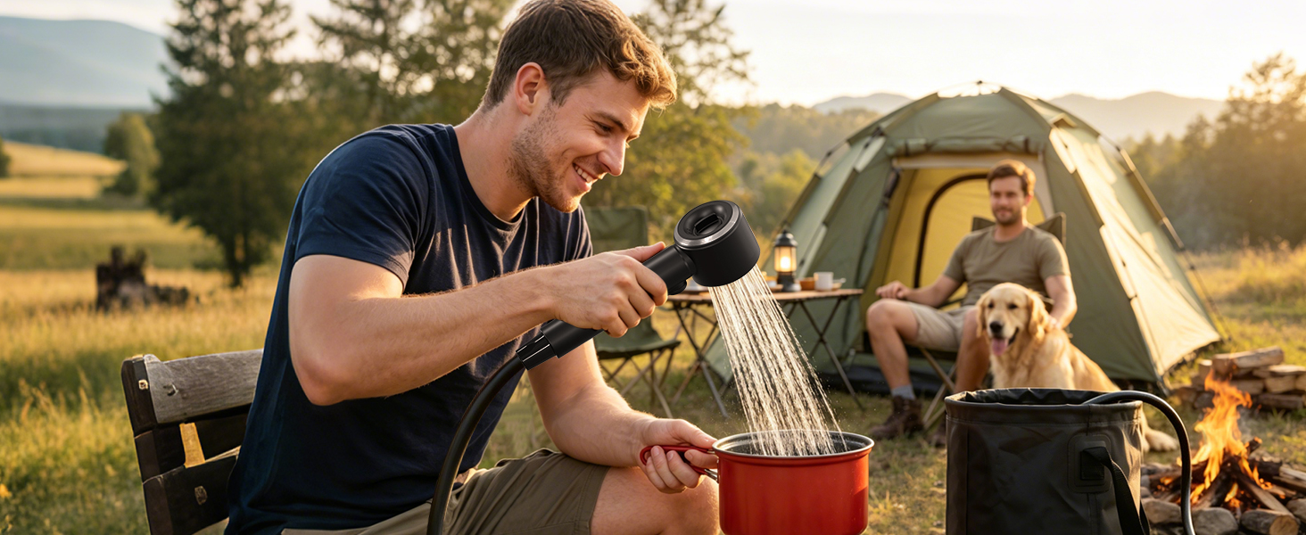 Портативний акумуляторний душ LIBERRWAY Campingdusche 8000mAh для кемпінгу, саду, авто – IPX8, 5 режимів, 2м шланг