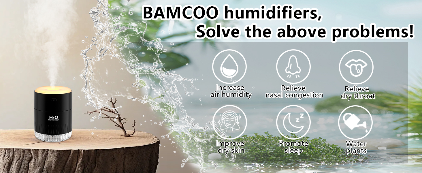 Увлажнитель воздуха Mini USB с LED-подсветкой AIR Humidifier - для спальни, растений, детской, офиса, детской комнаты (Зеленый) (Черный)