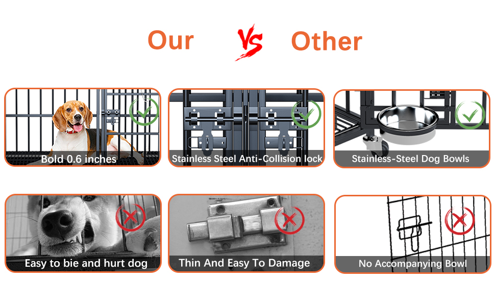 Клітка для собак, переноска для собак з піддоном, клітка-роздільник, клітка-ґратка з 2 дверцятами та піддоном, подвійна клітка 2 в 1 для великих та середніх собак, 107 x 73 x 69 см, чорний L