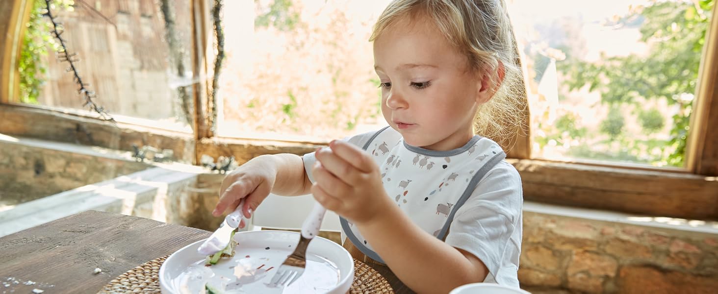 Набір дитячого посуду LÄSSIG 3 шт. (ложка, виделка, ніж) з нержавіючої сталі та пластикової ручки - Garden Explorer