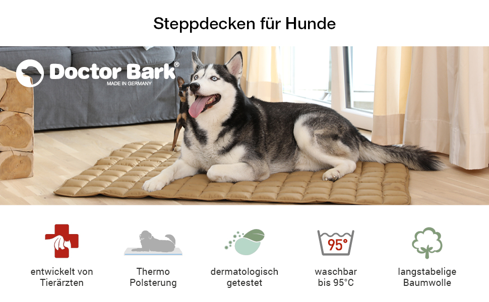 М'яка та якісна лежанка для собак Doctor Bark, розмір L, 100x80 см, сіра, для великих собак, міцна, для дому та вулиці, можна прати до 95°C