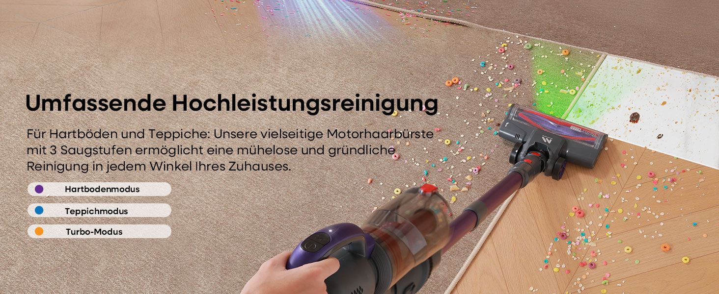 Бездротовий акумуляторний пилосос AlloyMove A03 Lila: потужність 450W, 45000Pa, LED, 60 хвилин роботи, для тварин, килимів, твердих поверхонь