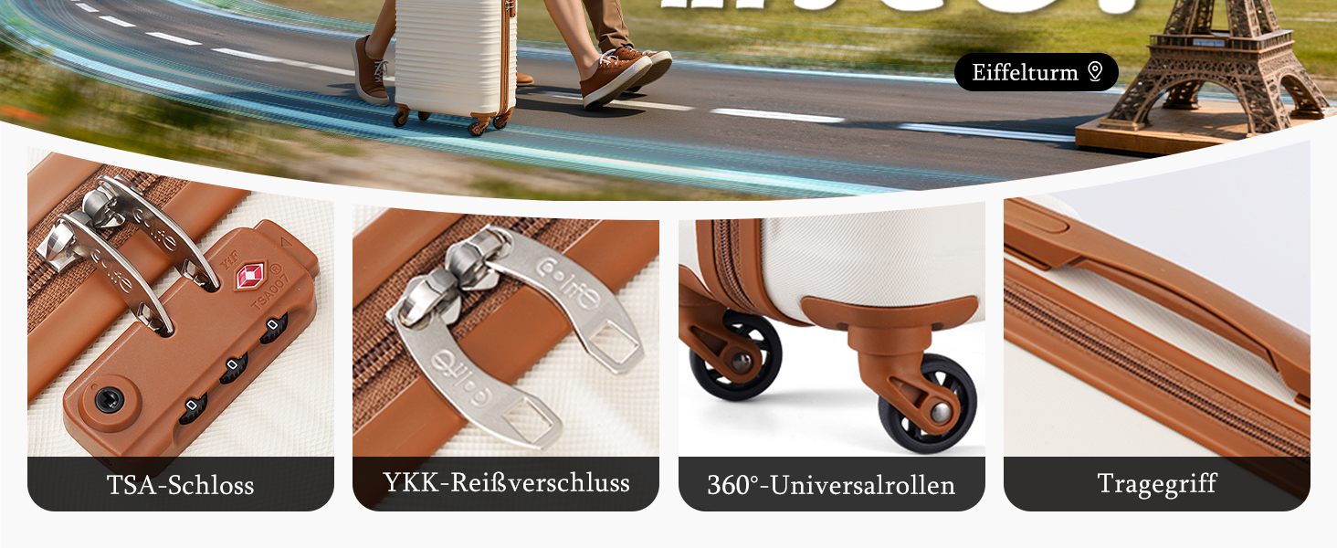 Набір валіз COOLIFE для ручної поклажі (55x35x20cm + 40x25x20cm) з TSA замком, 4 колеса, ABS, жовто-чорний колір