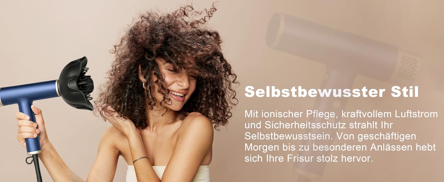 Професійний фен YAPOY з дифузором: швидка сушка, 200 млн іонів, 110 000 об/хв, захист від перегріву, термоконтроль, сріблястий (блакитний 2)