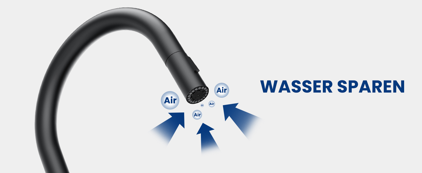 Чорний кухонний змішувач CECIPA SOFETIY SERIE з висувною лійкою, 360° поворот, нержавіюча сталь, 2 режими струменя