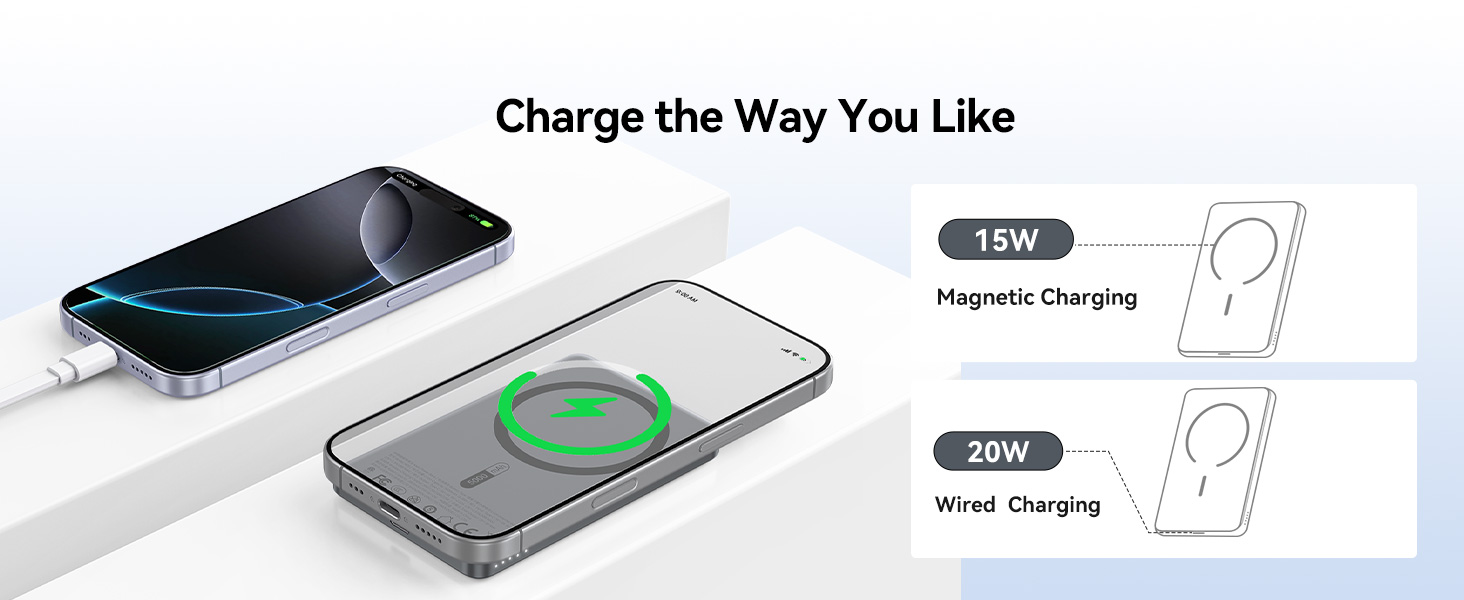 Power Bank Orico Kada Magsafe 5000mAh з MagSafe, USB-C, 20W PD, для iPhone 16/15/14/13/12, фіолетовий